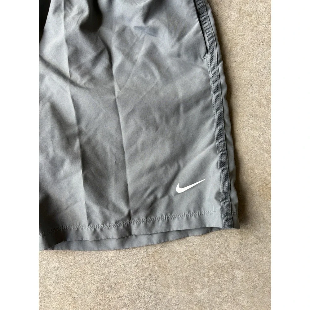 Boys Gray Nike Shorts Size Large Polyester Elastic Waist Drawstring Pockets